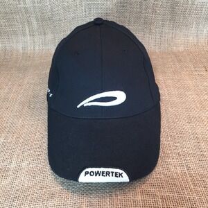 Powertek Mens Baseball Cap Black Embroidered Logo Adjustable Strap Hat OSFA